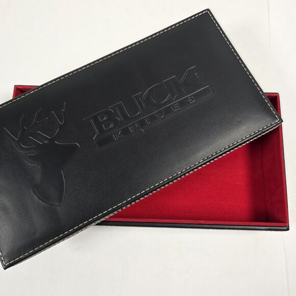Buck Knives Collectible Felt Lined Presentation Box Only Black Leather - Picture 1 of 10